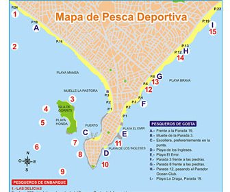 Mapa de pesca Punta del Este Uruguay
