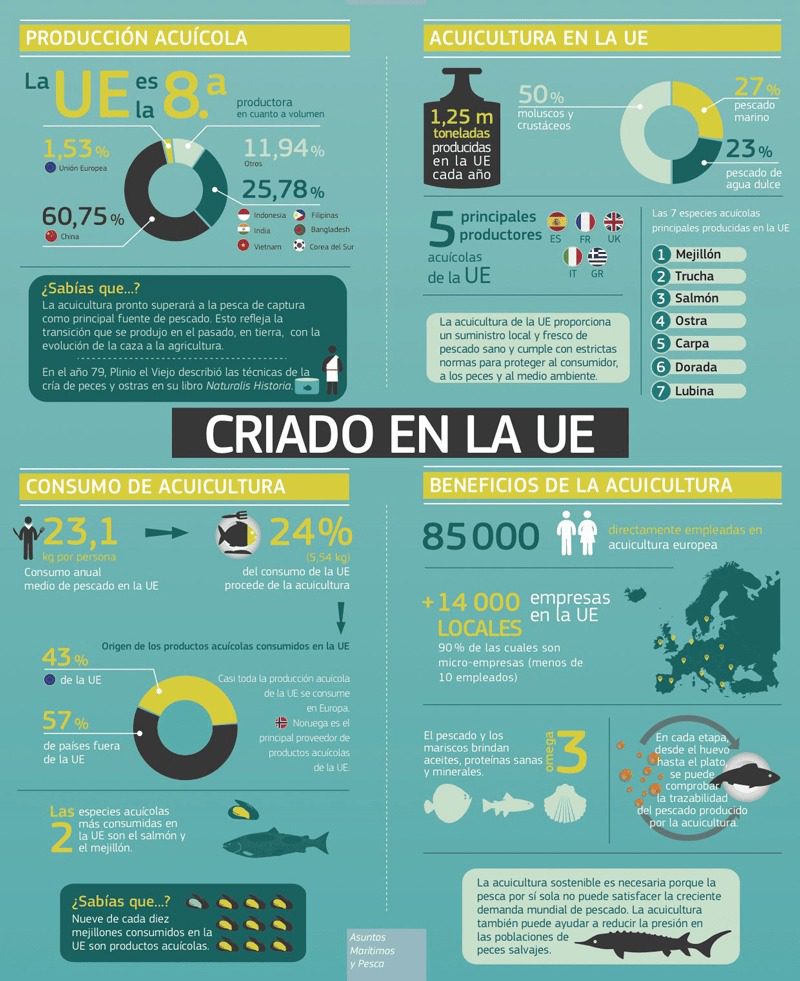 Infografia acuicultura en la Unión Europea
