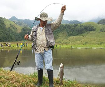 Fishing in the Otún Lagoon Colombia