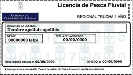 Type of fluvial fishing license in Spain